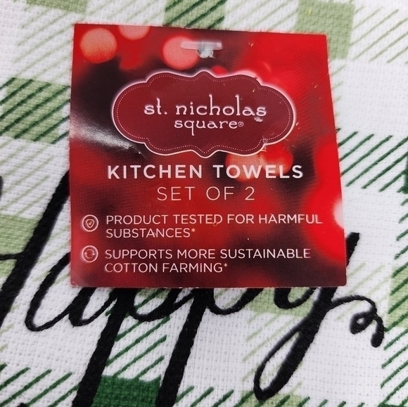 St.‎ Nicholas Square Dog Happy Howlidays Set Of Two Kitchen Towels NWT - Picture 3 of 7